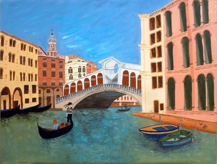 Le pont de Rialto __ Venise Acrylique Marianne FATY